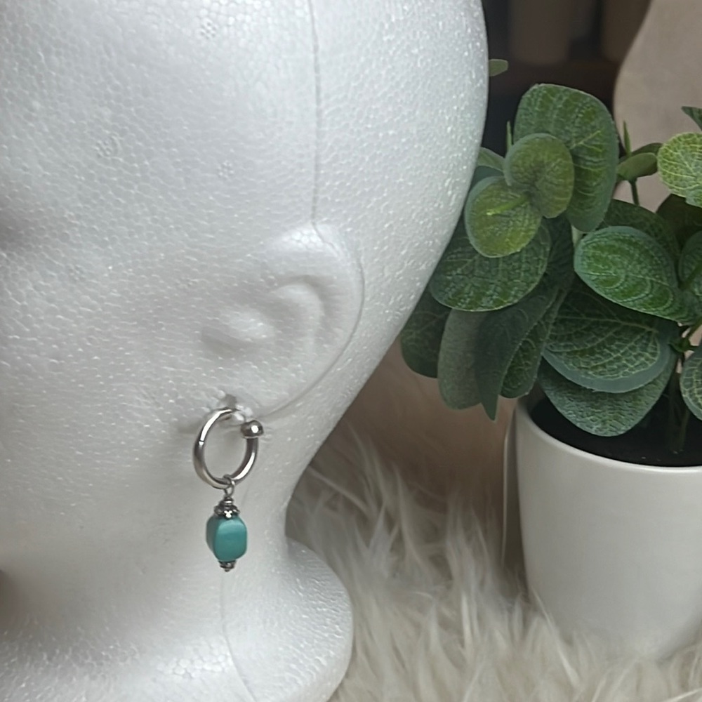 Vintage Sundance Sterling Silver & Real Turquoise Stone Dangle Earrings